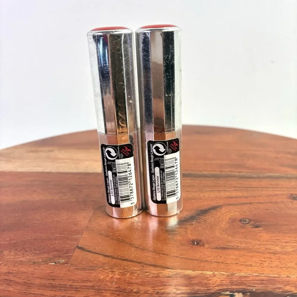 Set of 2 Sephora Rouge Lip Lacquer L10 Survivor Red Lipstick SEALED